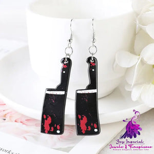 Blood Kitchen Knife Scissors Earrings