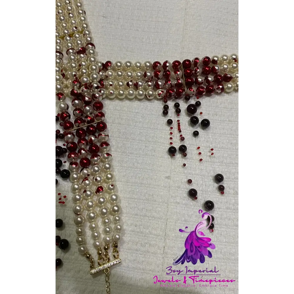 Bloody Pearl Necklace Show Style Halloween Three Layers