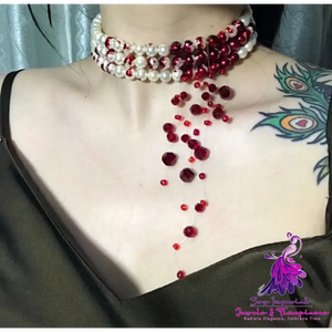 Bloody Pearl Necklace Show Style Halloween Three Layers