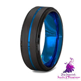 Two-Tone Blue and Black Tungsten Ring