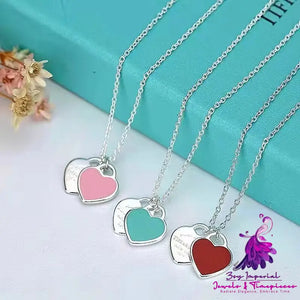 Heart Drop Oil Blue Clavicle Chain Necklace