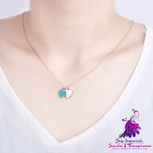 Heart Drop Oil Blue Clavicle Chain Necklace