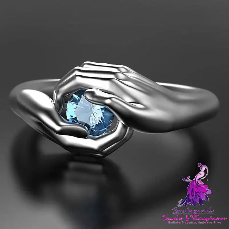 Exquisite Blue Crystal Zircon Ring