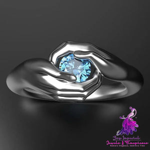 Exquisite Blue Crystal Zircon Ring