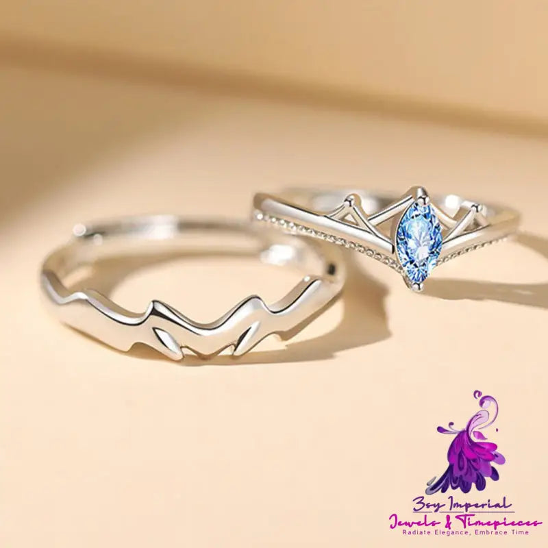 Blue Diamond Crown Ring