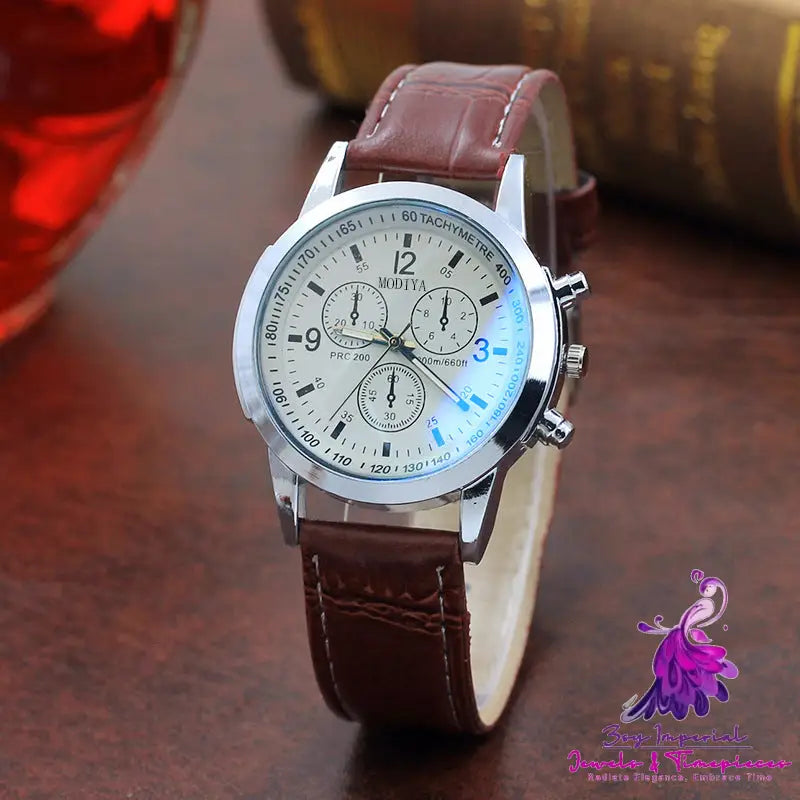 Fashion Blue Glass Belt Men’s Quartz Watch