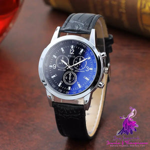 Fashion Blue Glass Belt Men’s Quartz Watch