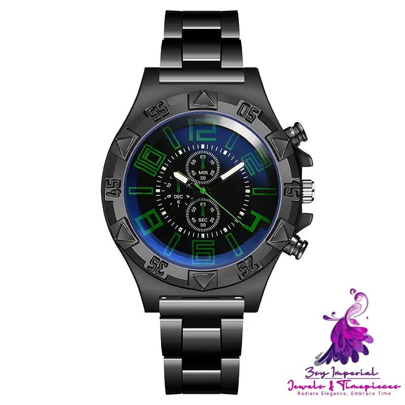 Blue Light Luminous Steel Belt Watch