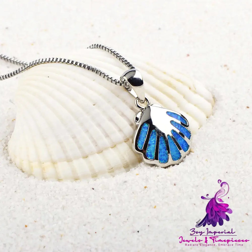 Blue Opal Shell Necklace