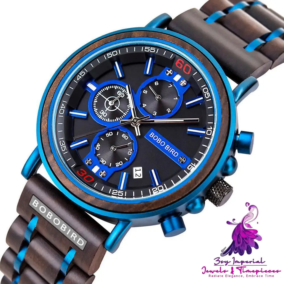 Blue Wood Sports Men’s Watch