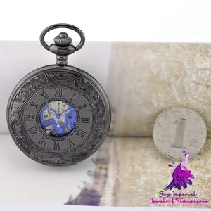 Retro Flip Roman Mechanical Pocket Watch