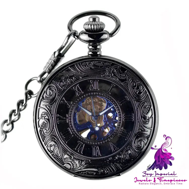 Retro Flip Roman Mechanical Pocket Watch