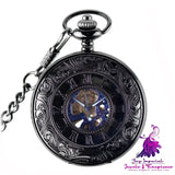 Retro Flip Roman Mechanical Pocket Watch