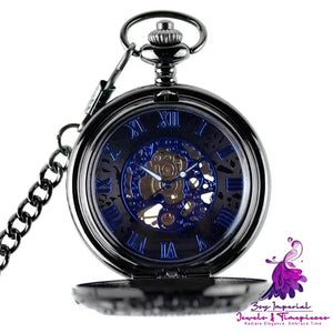 Retro Flip Roman Mechanical Pocket Watch