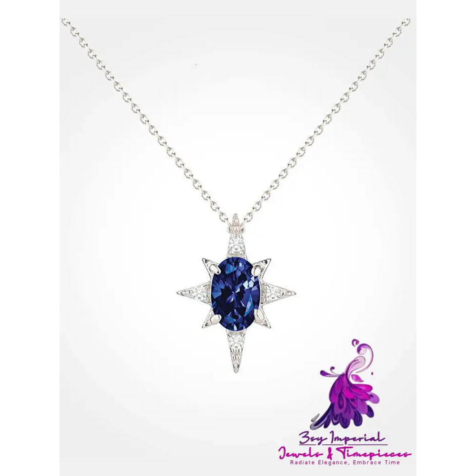 Silver-plated Blue Zircon Necklace