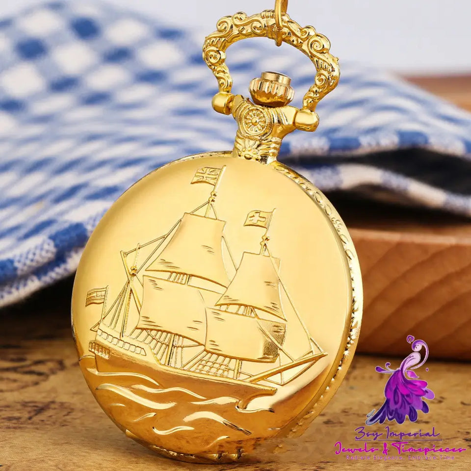 Boat Flip Large Quartz Pocket Watch