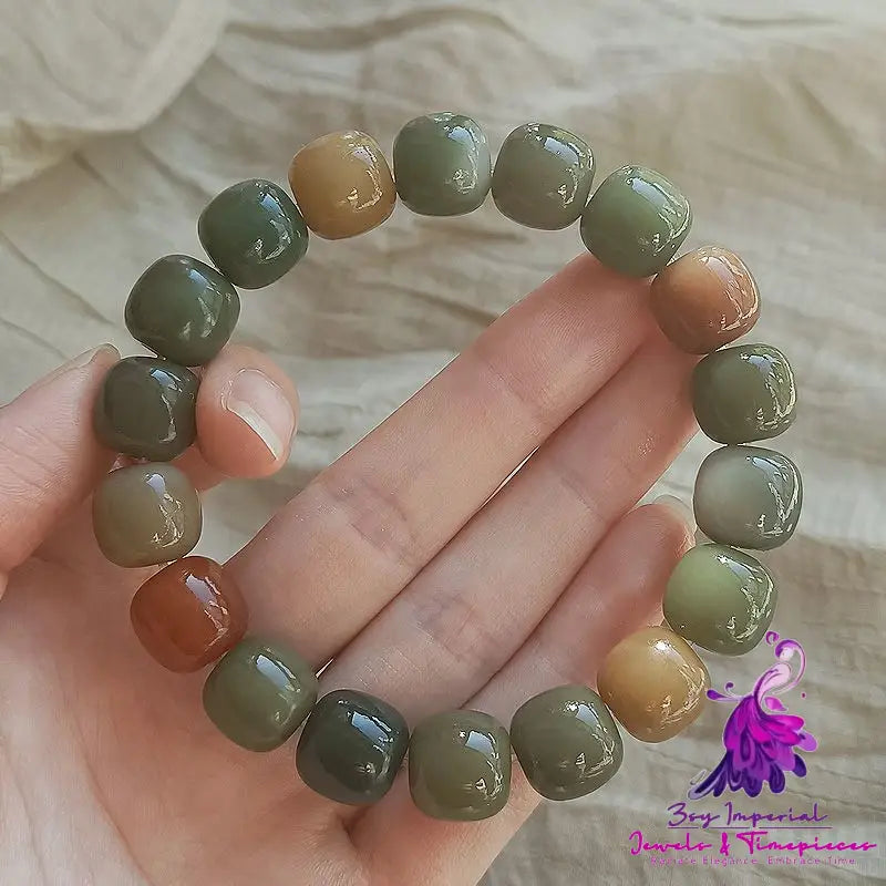 Chen Seed White Jade Bodhi Root Bracelet