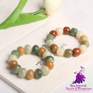 Women’s Fashion White Jade Bodhi Root Hand Bracelet