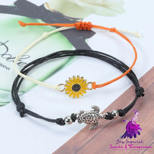 Rainbow Shell Bohemian Sunflower Anklet