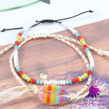 Rainbow Shell Bohemian Sunflower Anklet