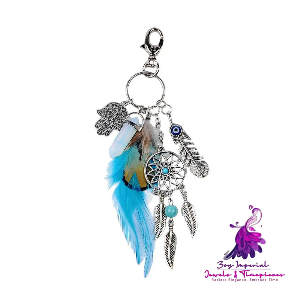 Dreamcatcher Feather Opal Car Pendant