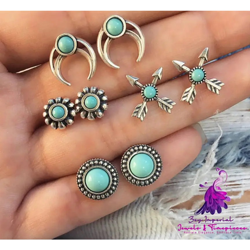 Bohemian Turquoise Ear Studs