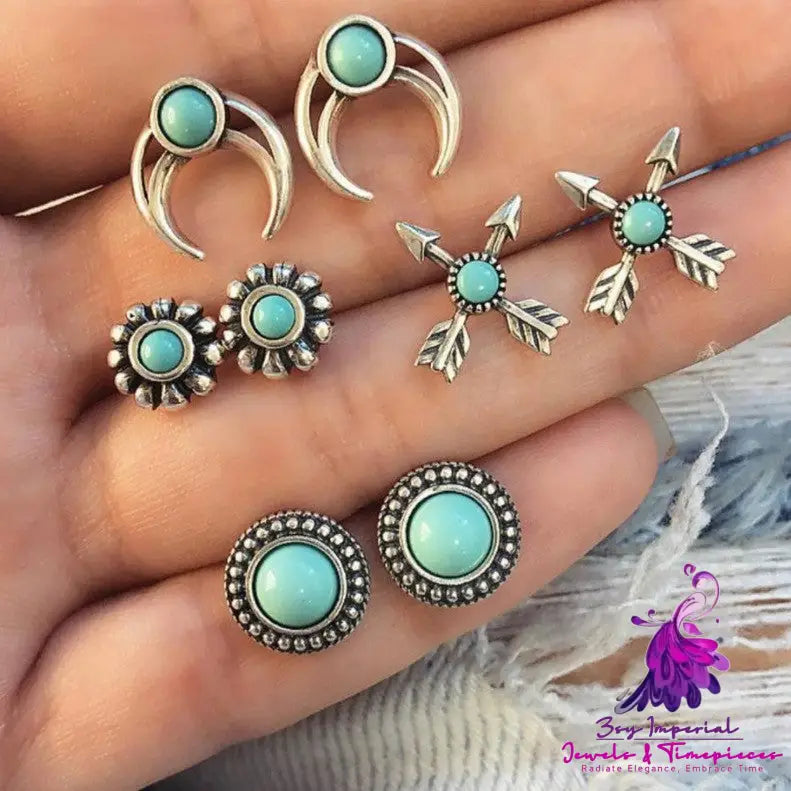 Bohemian Turquoise Ear Studs