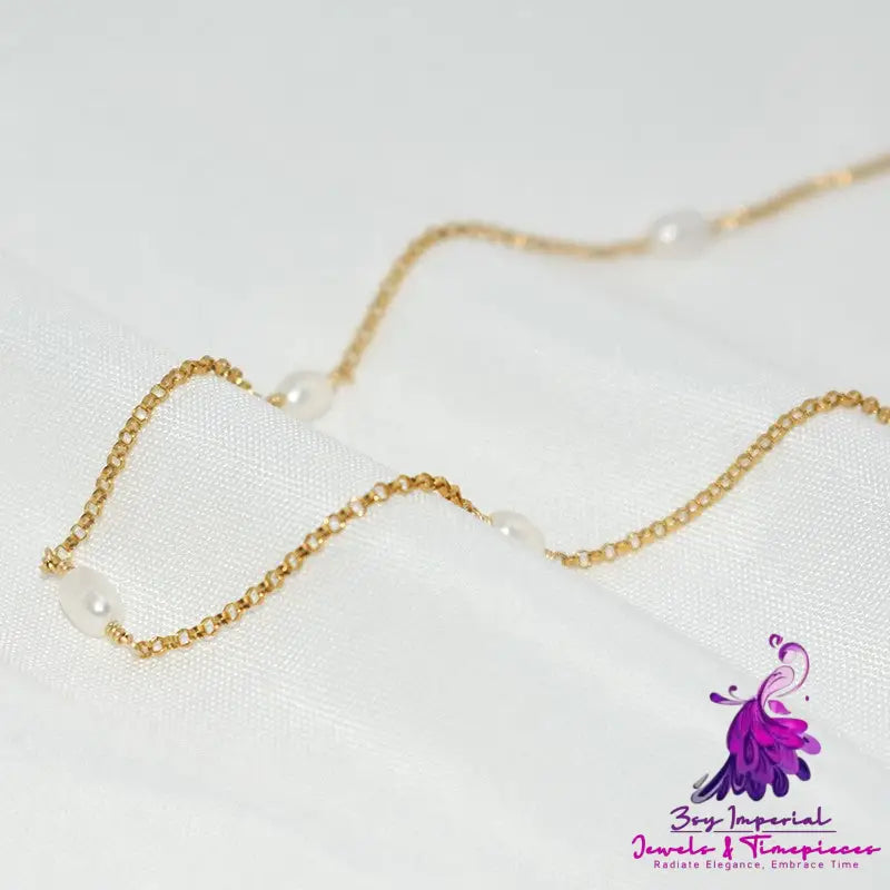 Bohemian Gold Plated Pearl Necklace