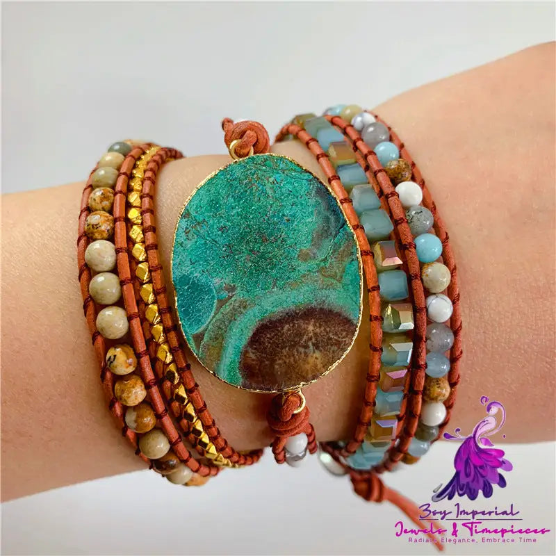 Boho Turquoise Leather Bracelet