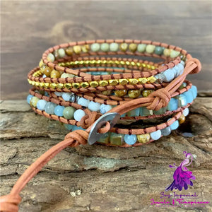 Boho Turquoise Leather Bracelet