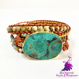 Boho Turquoise Leather Bracelet