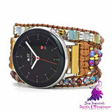 Boho Stone Bead Woven Watch Band