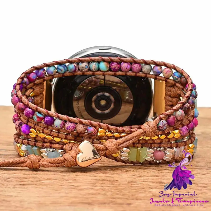 Boho Stone Bead Woven Watch Band