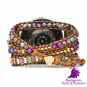 Boho Stone Bead Woven Watch Band