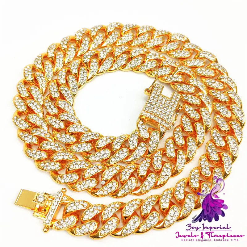 Dense Diamond Cuban Link Chain Necklace