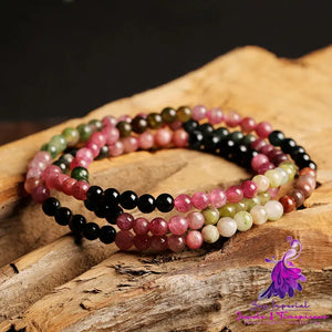 Brazilian Tourmaline Buddha Bead Bracelet