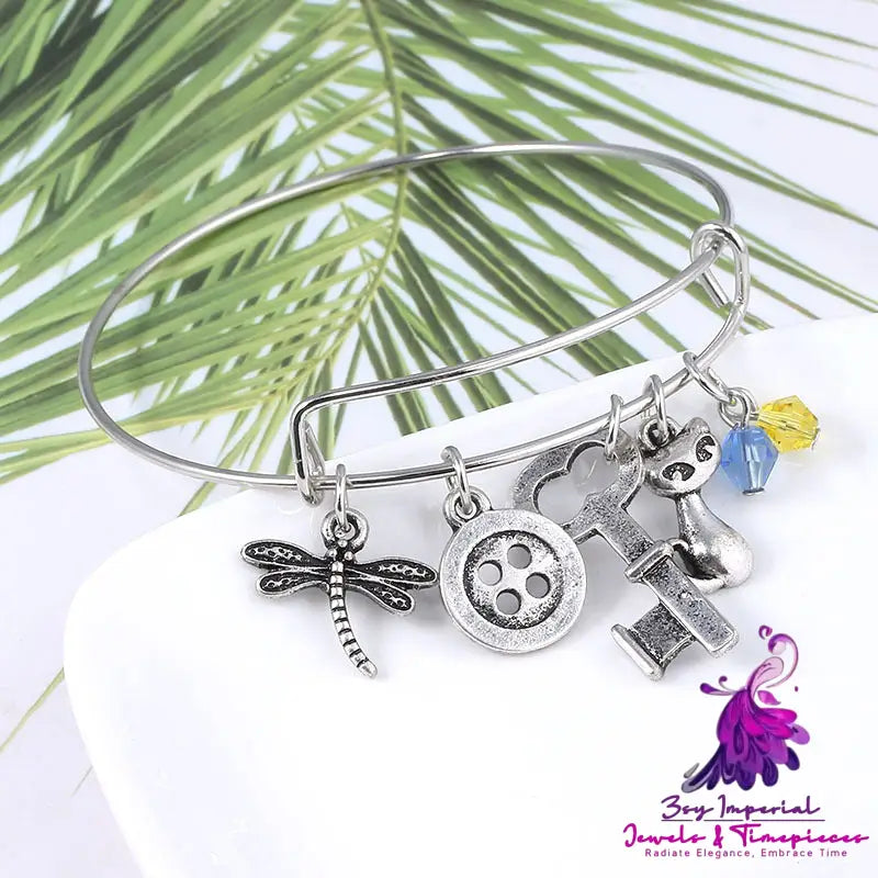 Retro Element Butterfly Cat Key Accessories Bracelet