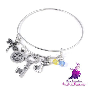 Retro Element Butterfly Cat Key Accessories Bracelet