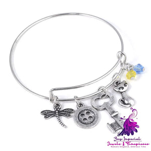 Retro Element Butterfly Cat Key Accessories Bracelet