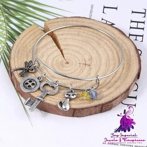 Retro Element Butterfly Cat Key Accessories Bracelet