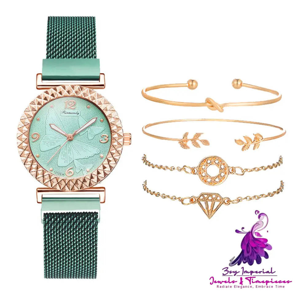 Butterfly Bracelet Combination Watch Set