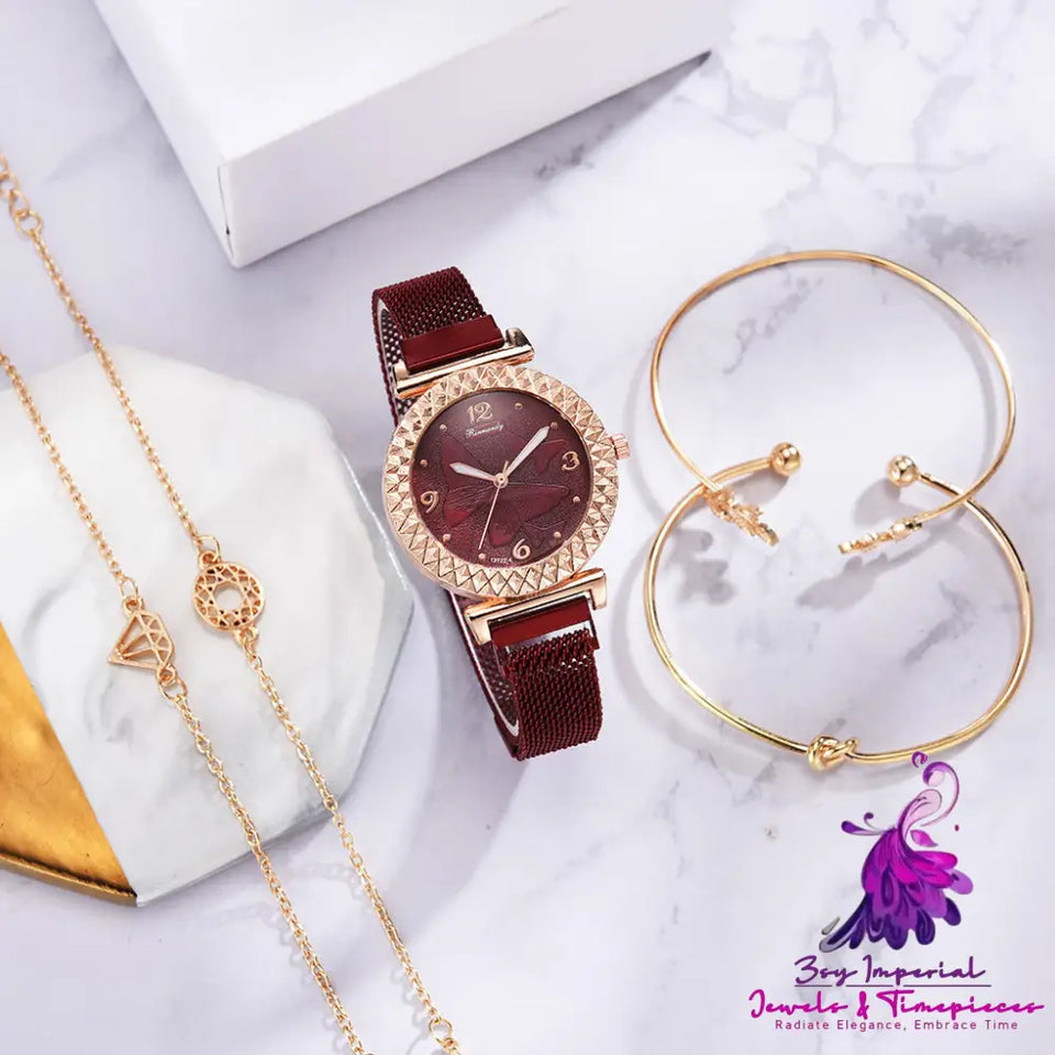 Butterfly Bracelet Combination Watch Set