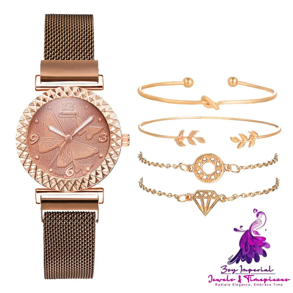 Butterfly Bracelet Combination Watch Set