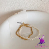 Vintage Pearl Double Chain Bracelet