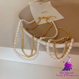 Vintage Pearl Double Chain Bracelet