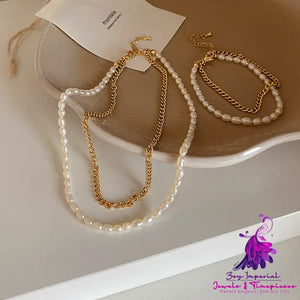 Vintage Pearl Double Chain Bracelet