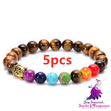 Seven Chakra Healing Lava Stone Bracelet