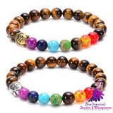 Seven Chakra Healing Lava Stone Bracelet