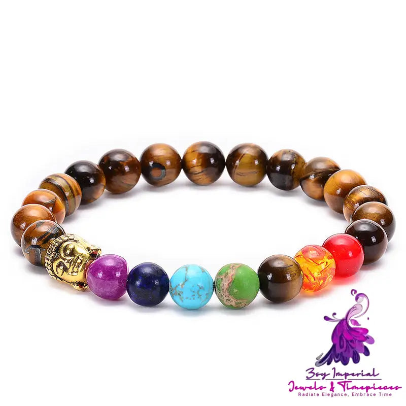 Seven Chakra Healing Lava Stone Bracelet