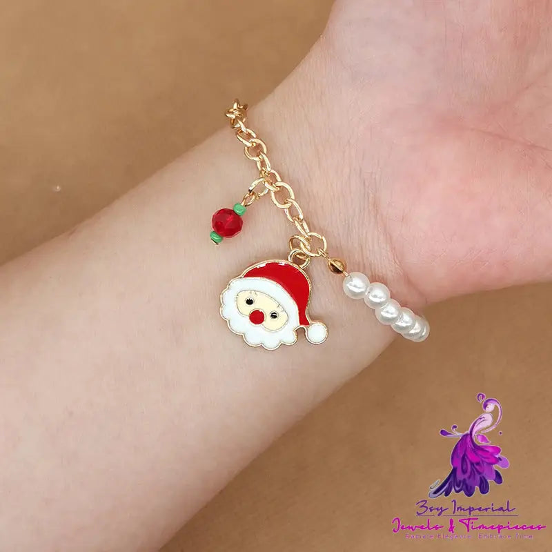 Old Man Snowman Elk Snowflake Bell Christmas Bracelet